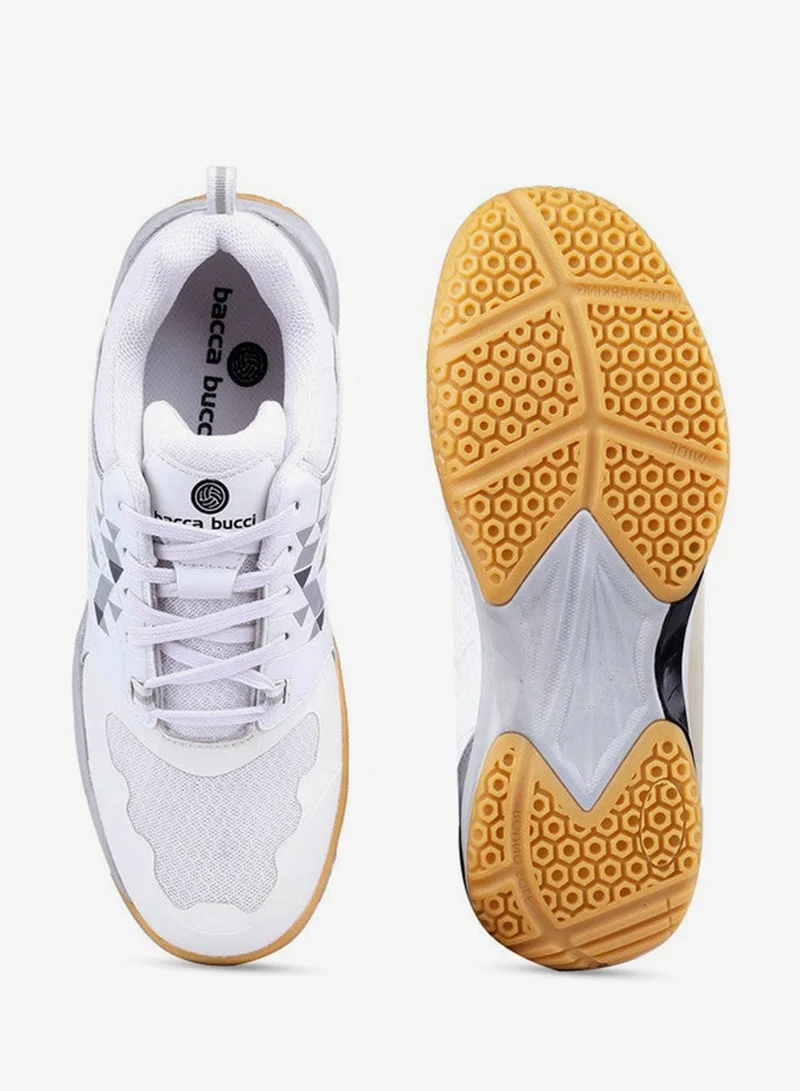 Bacca Bucci White Pinnacle Swift Strik High-Performance Non-Marking Outsole Court Shoes for Men | Best Price UAE